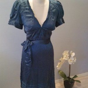 Vintage Juicy Couture teal green silk dress EUC